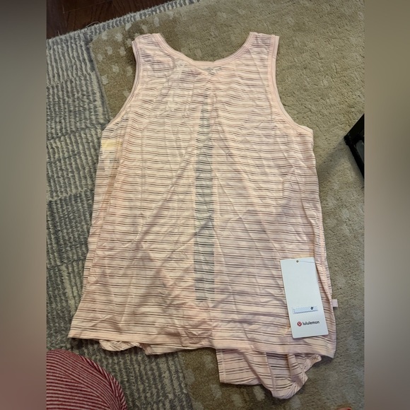 Lululemon- NWT Pale Pink Sleeveless Striped Meet Halfway Workout Tank Top - Picture 6 of 9